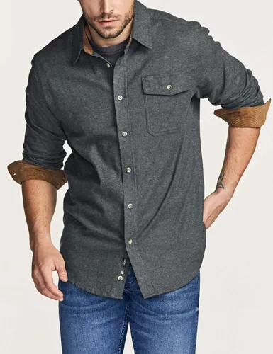 Miniatura 4 de CQR - Camisa de franela de algodón a cuadros con botones y manga larga para hombre, algodón cepillado suave, camisa de estilo informal