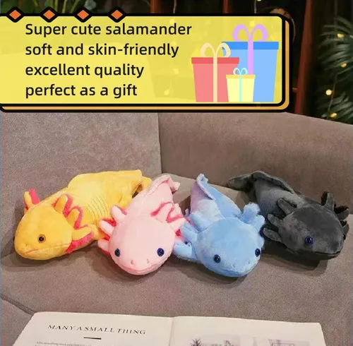 Miniatura 4 de FRANKIEZHOU Animal de peluche realista de ajolote rosa de 19 pulgadas, juguete de peluche de ajolote, animales de peluche de San Valentín, peluche