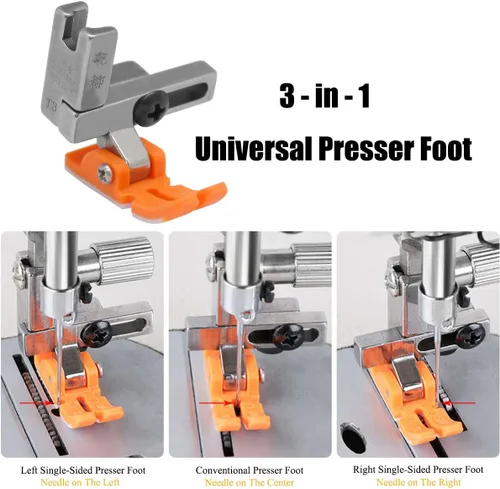 Miniatura 3 de 2 prensatelas universales #T3 tres en uno multifuncional prensatelas ajustables izquierdo y derecho unilateral para máquina de coser de coche plano