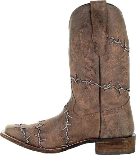 Miniatura 2 de CORRAL Botas de punta cuadrada tejidas con alambre de púas para hombre, Marrón