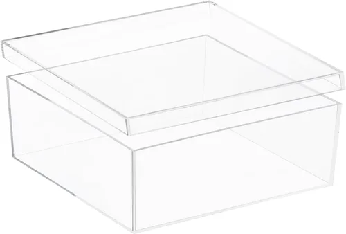 Miniatura 3 de Caja de acrílico transparente con tapa, contenedores de plástico acrílico transparente cuadrados y cubos, caja de almacenamiento