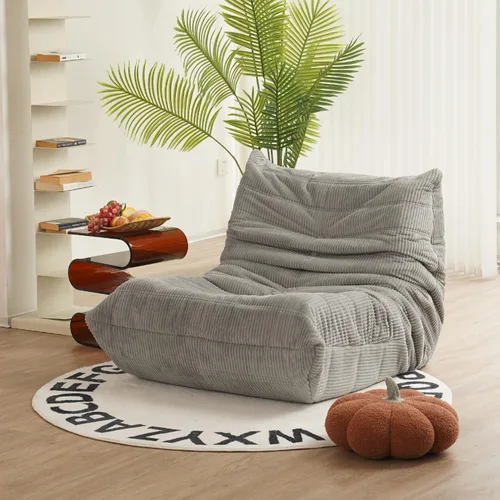 Miniatura 19 de N&V Sofá de suelo sin brazos de mediados de siglo, silla de pana suave de alta calidad, silla decorativa de espuma para sala de estar, dormitorio