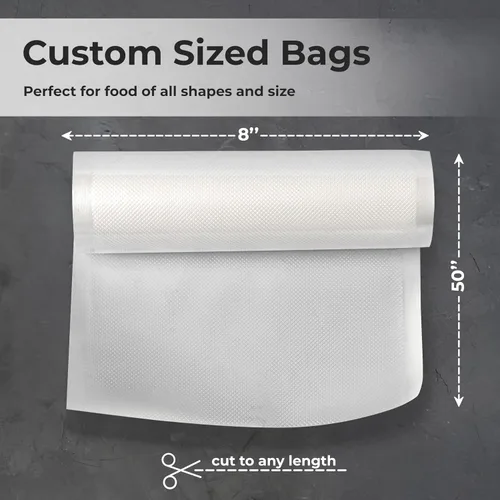 Miniatura 4 de Bolsas selladoras al vacío en rollo de 8 x 50 pies para guardar alimentos y Sous Vide, sin BPA, bolsas de almacenamiento de alimentos de grado