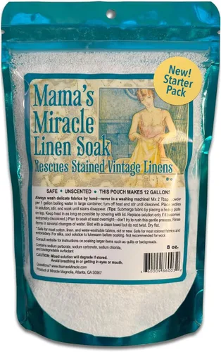 Mama's Miracle Paquete de iniciación (8 onzas), removedor de manchas suave para telas vintage y antiguas que hace 12 galones de solución de remojo
