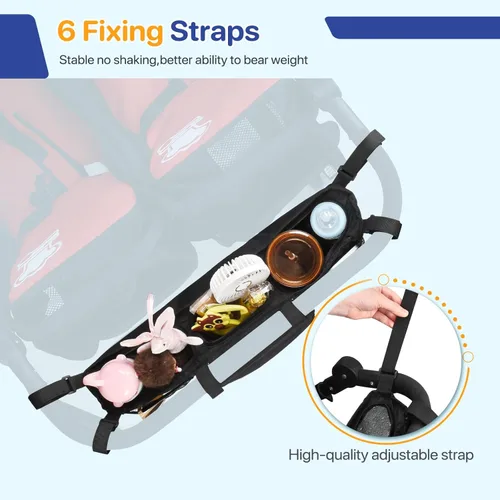 Miniatura 4 de ZZM Organizador de cochecito doble para Bob Duallie y Baby Jogger City Mini GT2, accesorios para cochecito doble con 2 bolsillos enfriadores