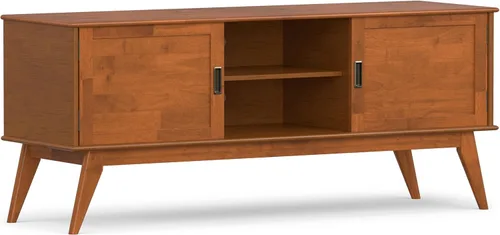 Miniatura 16 de SIMPLIHOME Draper Soporte de TV – Consola baja de madera maciza de 60 pulgadas de ancho en negro, centro de entretenimiento moderno de mediados