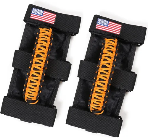 sukemichi Asas de agarre para barra de agarre para Jeep Wrangler Accesorios TJ JK JL Gladiator JT - Hebilla de metal mejorada, naranja cibernético,