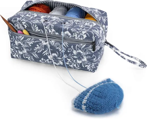 Miniatura 12 de Luxja Bolsa de almacenamiento de hilo pequeña, bolsa de punto portátil para madejas de hilo, ganchos de ganchillo, agujas de tejer