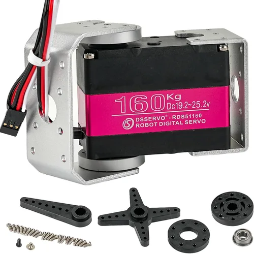 Miniatura 6 de RDS5180 - Servo motor robótico de metal digital de 176.4 lbs de alto par de torsión de doble eje servo brazo impermeable IP66 con soportes de metal