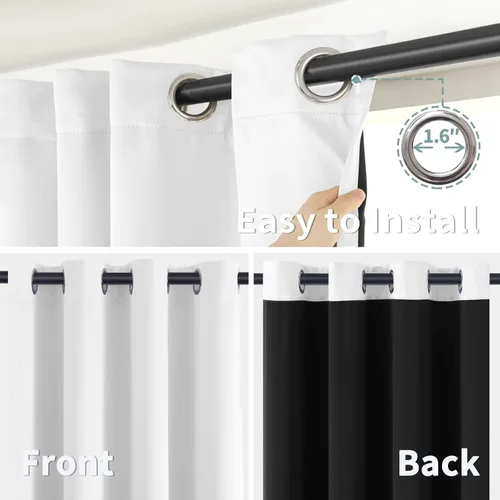Miniatura 6 de BGment - Cortinas con aislamiento térmico para habitación, 100 % opacas, con forro negro, cortina de doble capa con ojales, reduce el ruido