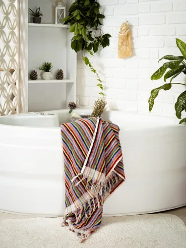 Miniatura 2 de Toallas de mano y baño a rayas para baño, de gran tamaño, 17 x 35 pulgadas, juego de 2 toallas de mano, algodón turco orgánico, toallas de baño