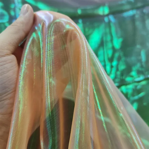 Miniatura 25 de Tela de encaje de organza con gradiente láser arcoíris mágico, tela de gasa holográfica iridescente para vestido de novia, cortina, fondo, fiesta