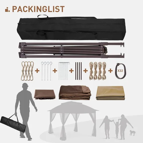 Miniatura 6 de Joyside Cenador desplegable de 11 x 11 pies para patio con paredes laterales y mosquitera, tienda de campaña para exteriores para bodas (beige)