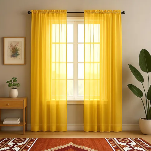Miniatura 17 de YHSF Cortinas traslúcidas – Juego de 2 paneles para decoración del hogar – Elegantes cortinas de gasa sólida con bolsillo para barra