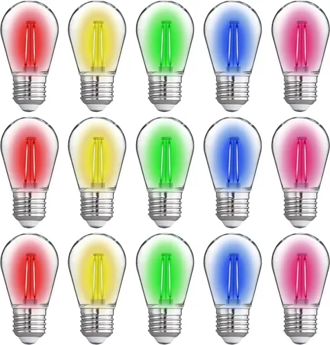 Miniatura 9 de FLSNT Paquete de 48 bombillas LED S14 de repuesto para cadena de luz, bombillas LED impermeables para exteriores, base E26, 2200 K blanco cálido,