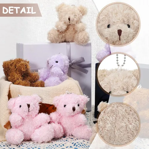 Miniatura 3 de Threan 8 piezas de mini osos de peluche de 4 pulgadas, pequeños osos de peluche a granel, juguetes de animales de peluche suaves, muñecos de oso