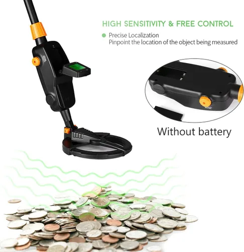 Miniatura 7 de Detector de metales, con pantalla LCD, detector de oro para niños, detector de alta precisión impermeable, volumen de sensibilidad ajustable, moneda