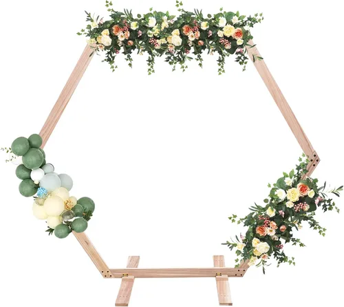 Miniatura 11 de Arcos de boda de madera para ceremonia, soporte de telón de fondo de arco de boda de 7.2 pies, soporte de arco de globo para ceremonia de boda