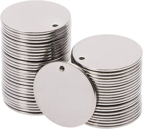 Miniatura 7 de Shapenty Dijes pequeños y redondos de acero inoxidable para estampado en blanco, mini discos para pulseras, aretes, collares, dijes, joyería