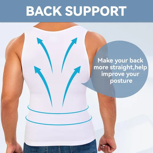 Miniatura 3 de Gleefeat Mens Compression Shirt Body Shaper Slimming Undershirt Gynecomastia Abdomen Tummy Control Shapewear Tank Top Vest