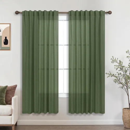 Miniatura 105 de KOUFALL Cortinas de lino azul marino de 84 pulgadas de largo, cortinas transparentes azul oscuro para sala de estar y dormitorio, medianoche