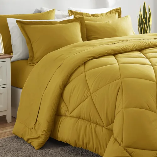 Miniatura 133 de CozyLux Juego de edredón tamaño King, color naranja quemado, toda la ropa de cama en una sola bolsa, 7 piezas: edredón, fundas de almohada