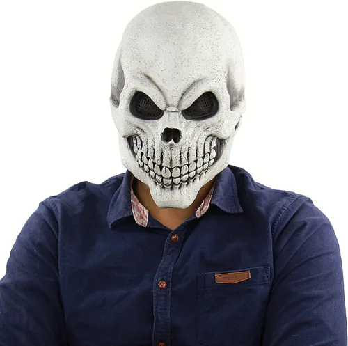 Miniatura 8 de ROTORS Máscara de miedo de Halloween, máscara de diablo fantasma terrorífico, fiesta de baile, máscara bioquímica de zombi alienígena para Halloween