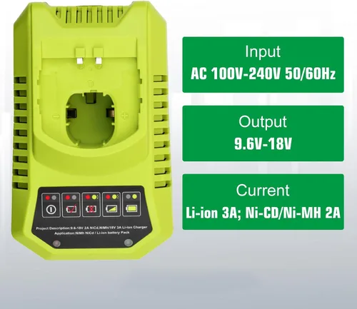 Miniatura 2 de Paquete de 2 baterías de repuesto de 6000mAh P108 para Ryobi 18V batería y cargador compatible con P108 P107 P105 P104 P103 P102 P190 PBP005 PBP006