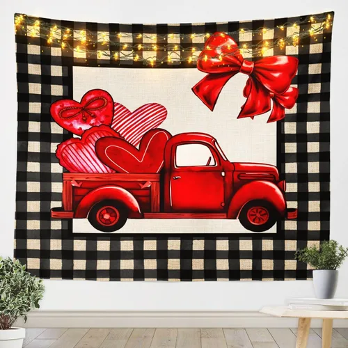 Miniatura 11 de Tapiz femenino de flores de rosas rojas, tapiz de pared para el día de San Valentín, decoración de habitación de niñas y mujeres, diseño de retazos