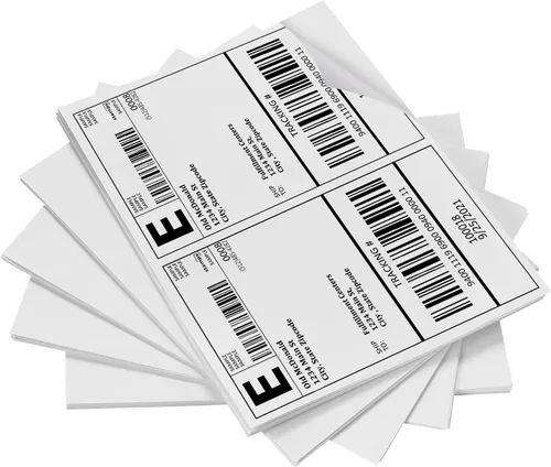 Pacific Mailer Etiquetas de envío, etiqueta de envío de media hoja compatible con inyección de tinta, 2 por página, 8.5 x 11 pulgadas, etiquetas