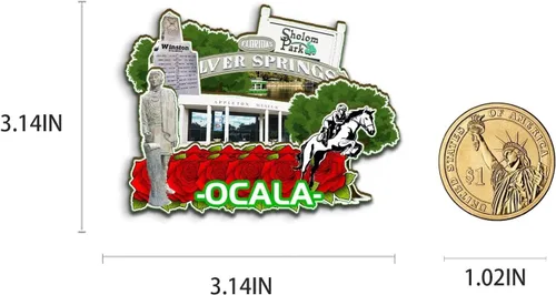 Miniatura 3 de Ocala - Imán de madera para nevera, diseño 3D de Florida, Estados Unidos, decoración de recuerdos coleccionables, hecho a mano, 2