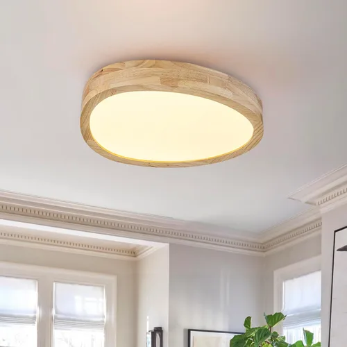 Miniatura 17 de EDISLIVE Lámpara de Techo Regulable de 19 pulgadas Moderna Minimalista LED de Forma Redonda de Madera, Metal y Acrílico, Lámpara de Techo de Montaje
