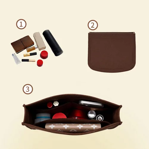 Miniatura 3 de LOUKAYCCI Organizador de bolso para H Evelyne 29 bolsas, inserto de fieltro prémium para bolso (E29, marrón)