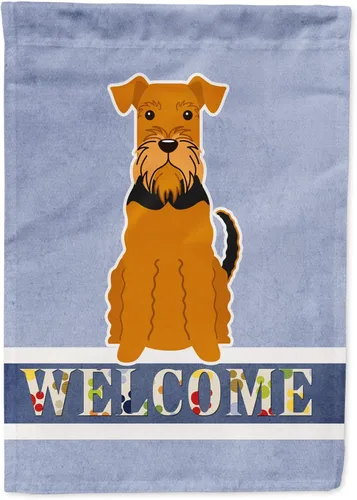 Caroline's Treasures BB5622GF Airedale - Bandera de bienvenida para jardín, bandera decorativa para patio, exteriores, patio, parterres, tamaño de