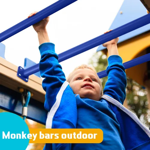 Miniatura 4 de Dunzy Paquete de 12 Barras de Mono Accesorios para Columpios Varillas Juego de Peldaños de Escalera Kit de Herrajes Barras de Mono de Acero con Azul