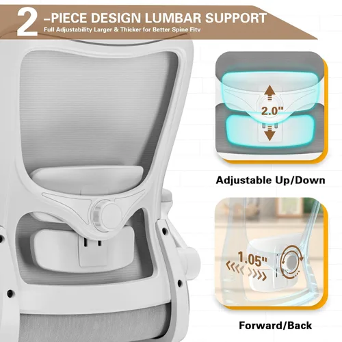 Silla de oficina ergonómica, silla de escritorio con respaldo alto y soporte lumbar ajustable, respaldo de malla transpirable, capacidad de 330 Gris