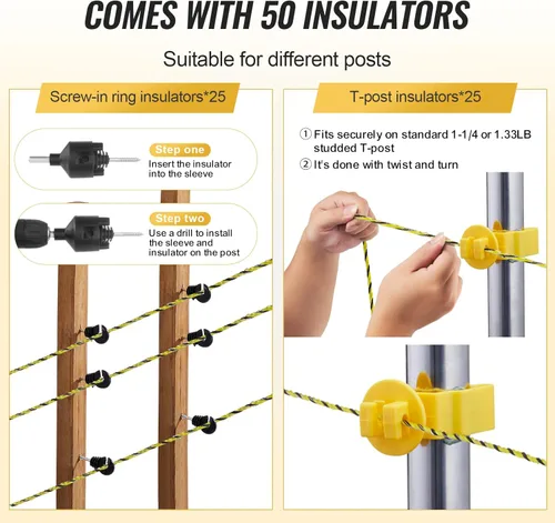 Miniatura 5 de VEVOR - Alambre para valla eléctrica, 1640 pies 500 m de alambre de polietileno portátil, diámetro de 1/8 pulgadas, 6 hebras de acero inoxidable