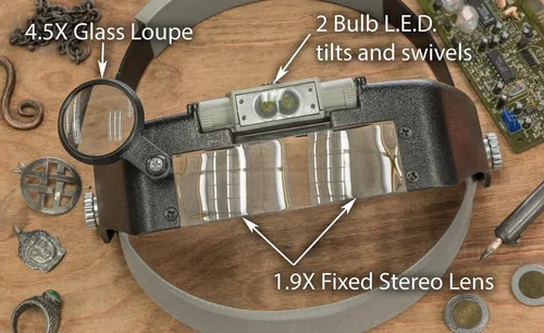 Miniatura 7 de SE Lupa de Cabeza Iluminada de Doble Lente Abatible, Lupa de Cabeza, Herramientas para Trabajos de Reparación y Precisión, Faro Ajustable, Lupa