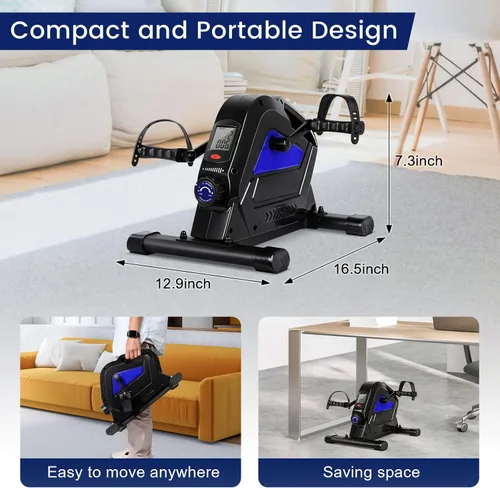 Miniatura 6 de Ejercitador de pedales de bicicleta para debajo del escritorio, mini bicicleta estática del Himaly con resistencia magnética, ciclo de pie portátil