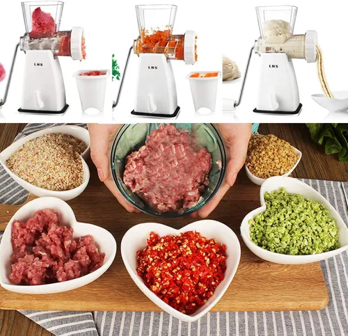 Miniatura 5 de LHS Picadora de carne manual con cuchillas de acero inoxidable, base de succión potente de alta resistencia para uso doméstico, rápida y sin Blanco