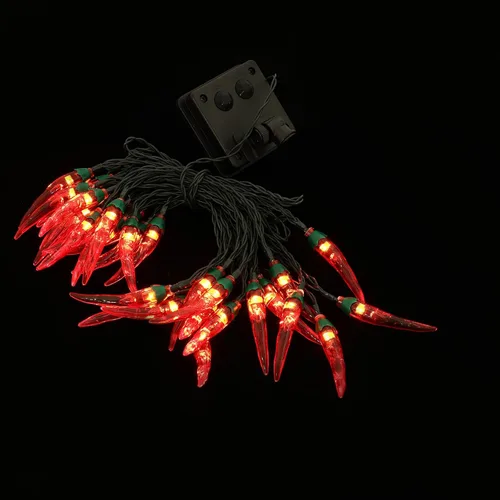 Miniatura 3 de Uonlytech 1 juego de luces de cadena de chile rojo decoración de pesebre para exterior Jalepeño pimienta chile hada luz de cocina luces decorativas