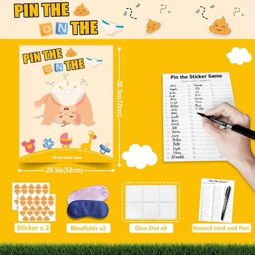 Miniatura 3 de Juegos de baby shower, recuerdos de fiesta, pin the sticker en el pañal, divertidos juegos de baby shower para adultos, decoraciones de baby shower