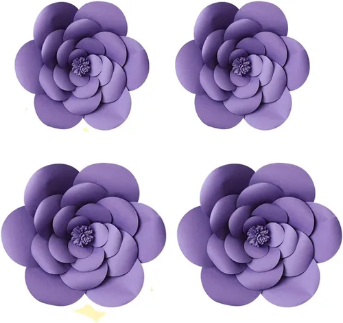 Miniatura 3 de YLY's love 4 piezas de papel 3D para decoración de flores gigantes de papel, para fiestas, bricolaje hecho a mano para telón de fondo de boda