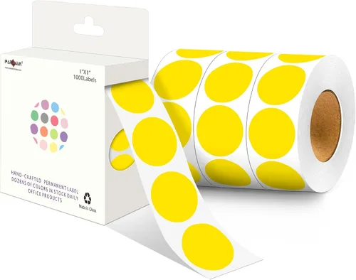 Miniatura 11 de PARLAIM Pegatinas adhesivas permanentes redondas de 1 pulgada con código de color en forma de puntos, 1000 por rollo, caja dispensadora de Azul