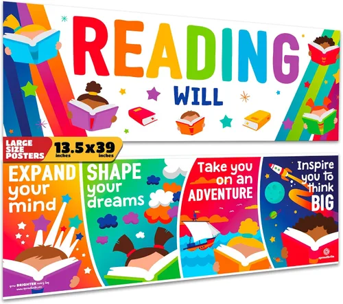 Miniatura 5 de Sproutbrite Decoración para el aula, póster de lectura para profesores, tablero de anuncios y decoración de pared para preescolar, primaria