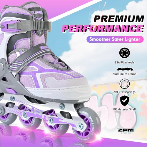 Miniatura 3 de 2PM SPORTS - Patines en línea ajustables Torinx verde para niños, patines divertidos para principiantes para niños, jóvenes, niñas, hombres y mujeres