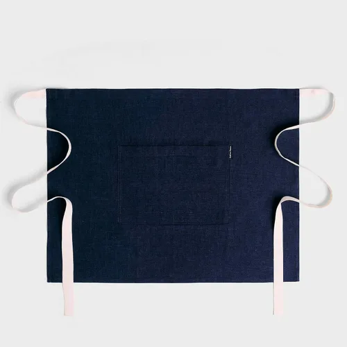 Miniatura 8 de Solino Home Delantal de lino estilo bistró para servidor, lazos extralargos con bolsillos, medio delantal de lino 100% puro para hombres y mujeres