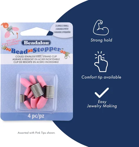 Miniatura 2 de Beadalon Tapón de cuentas, pequeño, puntas rosadas, 4 piezas