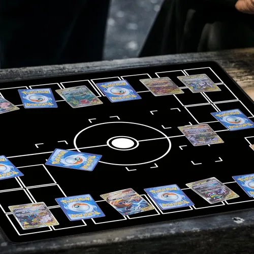 Miniatura 3 de Tapete de juego para juego con tubo, tapete de juego cosido para juego de cartas con zonas, tapete de juego de entrenamiento para 2 jugadores (negro)