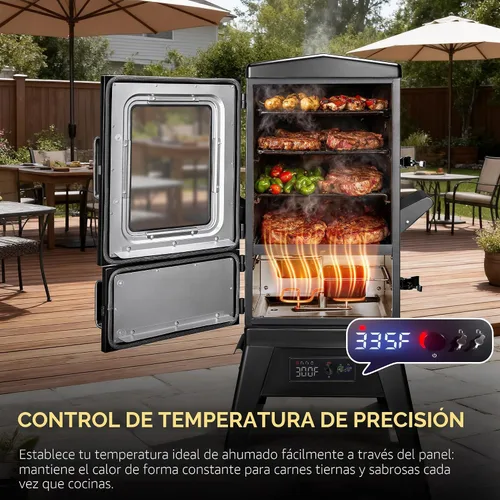 Miniatura 3 de Ahumador eléctrico con tapa, pantalla LED, sonda integrada para carne, ahumadores de barbacoa de gran capacidad, 4 estantes fuman más con 633 pies